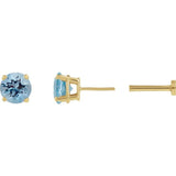 14K Yellow Gold Natural Aquamarine Earring
