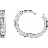 14K White Gold 1/4 CTW Natural Diamond Hinged 12.5 mm Hoop Earrings
