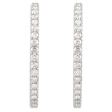 Sterling Silver Imitation White Cubic Zirconia Inside-Outside 34.5 mm Hinged Hoop Earrings