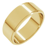 18K Yellow Gold 7 mm Stepped-Edge Flat Band Size 7.5