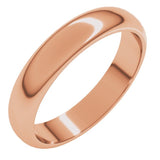 18K Rose Gold 4 mm Half Round Band Size 8