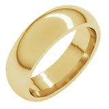 18K Yellow Gold 6 mm Comfort-Fit Half Round Band Size 10