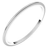 10K White Gold 1 mm Half Round Band Size 7
