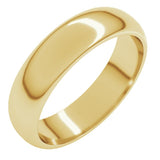 14K Yellow Gold 5 mm Half Round Band Size 6.5