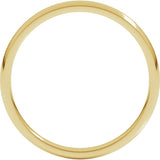 18K Yellow Gold 2 mm Lightweight Comfort-Fit Half Round Band Size 5.5