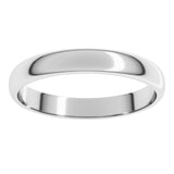 Sterling Silver 3 mm Lightweight Half Round Band Size 4