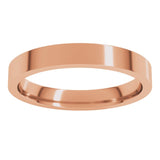 10K Rose Gold 3 mm Flat Comfort Fit Light Band Size 4