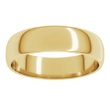 14K Yellow Gold 5 mm Lightweight Half Round Band Size 6