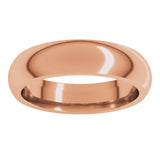 14K Rose Gold 5 mm Comfort-Fit Half Round Band Size 6.5