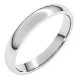 14K White Gold 3 mm Lightweight Comfort-Fit Half Round Band Size 4.5