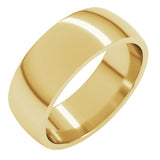 10K Yellow Gold 7 mm Lightweight Comfort-Fit Half Round Band Size 6