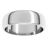 10K White Gold 6 mm Lightweight Half Round Band Size 10