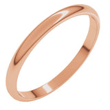 10K Rose Gold 2 mm Lightweight Half Round Band Size 3