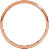 10K Rose Gold 2 mm Lightweight Half Round Band Size 3