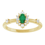 14K Yellow Gold Natural Emerald & 1/6 CTW Natural Diamond Halo-Style Ring