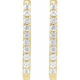 14K Yellow Gold Natural White Sapphire 20 mm Hoop Earrings