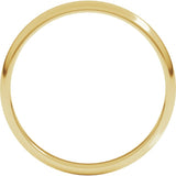 14K Yellow Gold 2.5 mm Lightweight Half Round Band Size 5.5
