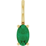 14K Yellow Gold 5x3 mm Lab-Grown Emerald Charm/Pendant