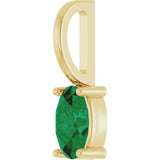 14K Yellow Gold 5x3 mm Lab-Grown Emerald Charm/Pendant