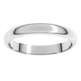 Platinum 3 mm Half Round Band Size 9