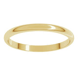 14K Yellow Gold 2 mm Lightweight Half Round Band Size 5