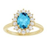 14K Yellow Gold Natural Aquqmarine  & 1/3 CTW Lab-Grown Diamond Ring