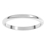 14K White Gold 2 mm Half Round Band Size 3.5