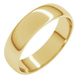 18K Yellow Gold 5 mm Lightweight Half Round Band Size 10