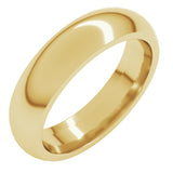 14K Yellow Gold 5 mm Comfort-Fit Half Round Band Size 8.5