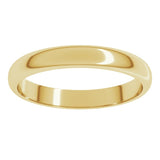 18K Yellow Gold 3 mm Half Round Band Size 7.5