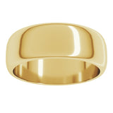14K Yellow Gold 7 mm Half Round Band Size 10.5
