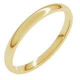 14K Yellow Gold 2 mm Lightweight Comfort-Fit Half Round Band Size 11.5
