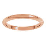 14K Rose Gold 2 mm Comfort-Fit Half Round Band Size 8