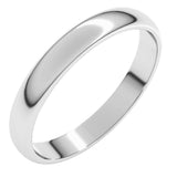 10K White Gold 3 mm Lightweight Half Round Band Size 1