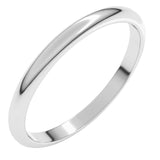 18K White Gold 2 mm Half Round Band Size 7