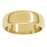 14K Yellow Gold 6 mm Half Round Band Size 10