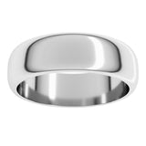 14K White Gold 6 mm Half Round Band Size 10