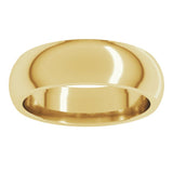 10K Yellow Gold 6 mm Comfort-Fit Half Round Band Size 7