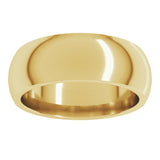14K Yellow Gold 7 mm Comfort-Fit Half Round Band Size 12