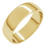 14K Yellow Gold 6 mm Lightweight Half Round Band Size 8.5