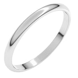10K White Gold 2 mm Lightweight Half Round Band Size 5.5