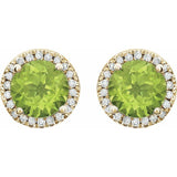 14K White Gold Natural Peridot & 1/8 CTW Natural Diamond Earrings