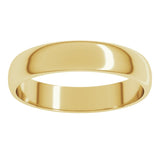 14K Yellow Gold 4 mm Lightweight Half Round Band Size 6.5