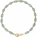 14K Yellow Gold Natural Sky Blue Topaz 7 1/4" Bracelet