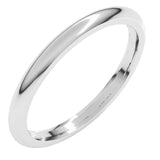 10K White Gold 2 mm Comfort-Fit Half Round Band Size 6