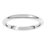 10K White Gold 2 mm Comfort-Fit Half Round Band Size 6