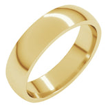 10K Yellow Gold 5 mm Lightweight Comfort-Fit Half Round Band Size 6.5