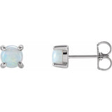 14K White Gold 5 mm Natural White Opal Cabochon Earrings