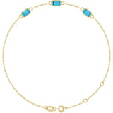 14K Yellow Gold Natural Aquamarine Bezel-Set 3-Stone 7 1/2" Bracelet