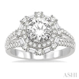 1 1/10 Ctw Diamond Semi-Mount Engagement Ring in 14K White Gold